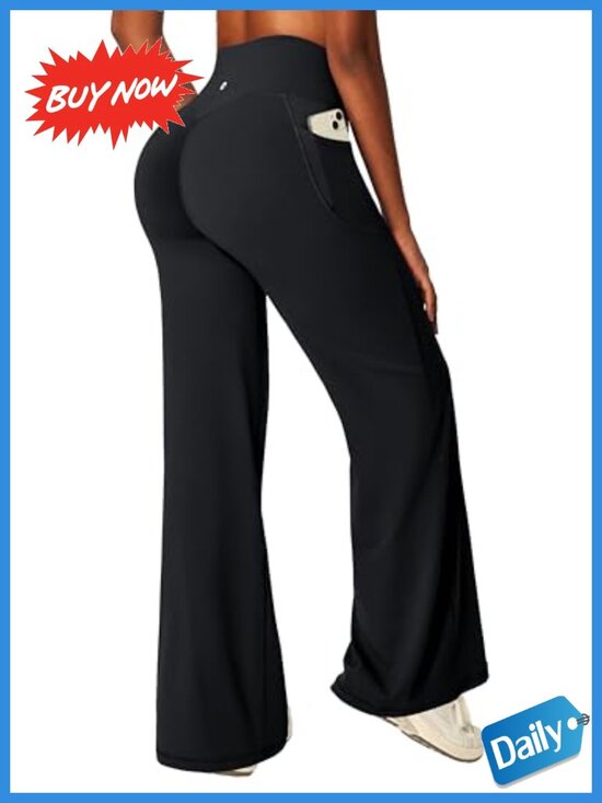 Pants - Wide Leg Yoga Pants with Pockets Buttery Soft Stretch Leggings